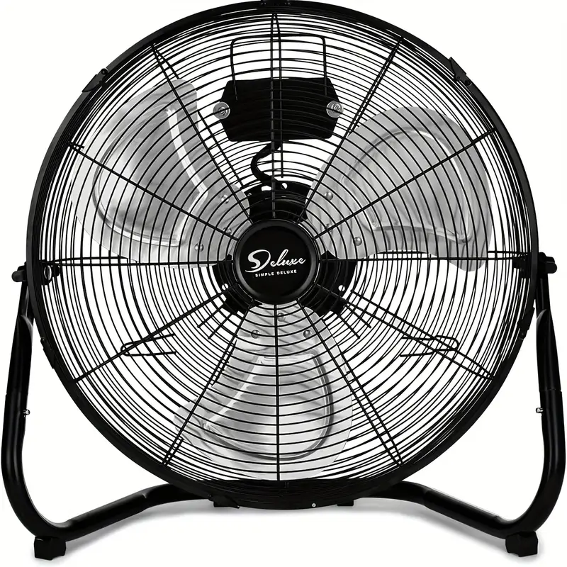 Simple Deluxe Floor Fan 3 Speed High Velocity Industrial, Heavy Duty Metal Design For Warehouse, Workshop, Factory, And Basement Black, 20 Inch, Fans On And, Industrial Fan,