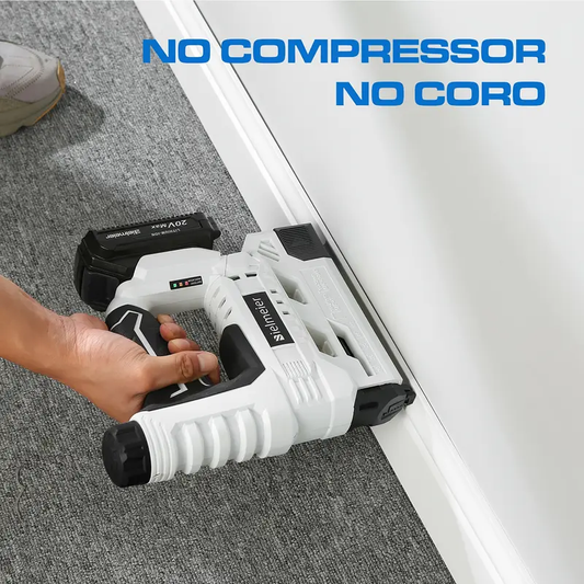 Bielmeier 20V/4V Cordless 2-in-1 Nail Gun, No Compressor, No Cord, Lightweight Design, for Carpentry And Upholstery, with LED Work Light, Safety Striker Guard, Adjustable Depth Design