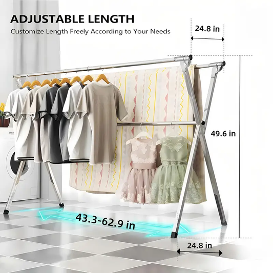 Foldable Metal Clothes Drying Rack, Adjustable Three Rod, with Space-Saving Storage, for Indoor And Outdoor Use, for Clothes, Blankets And Bedding, Drying Racks, Mother's Day,