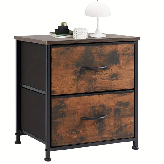 Nightstand Set Of 2, Dresser For Bedroom With 2 Drawer, Small Dresser Beside Tables, Nightstand With Removable Fabric Bins For Small Spaces, Closet, Entryway
